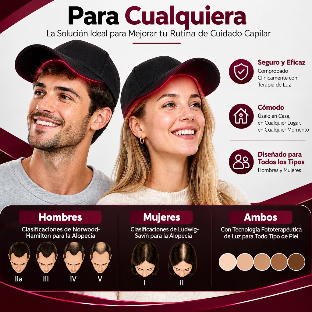 Gorra de Terapia Láser de Luz Roja para el Cabello