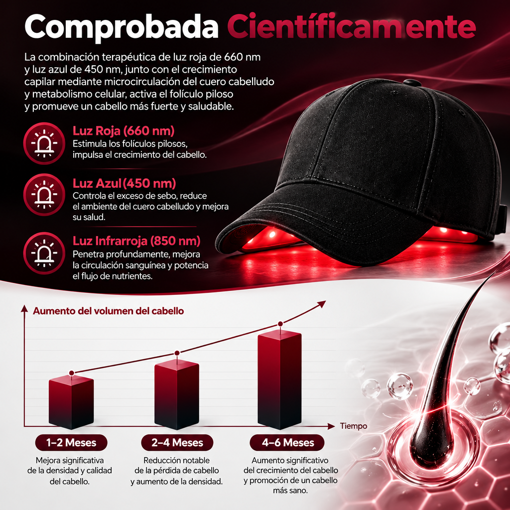 Gorra de Terapia Láser de Luz Roja para el Cabello